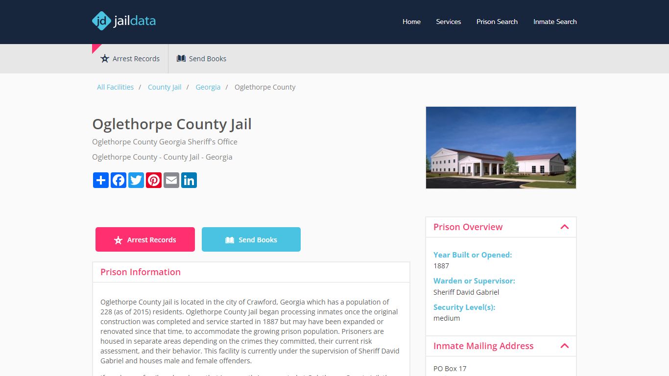 Oglethorpe County Jail Inmate Search and Prisoner Info - Crawford, GA